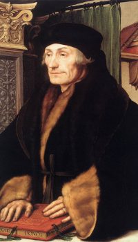 Oil painting. © National Gallery, London. Erasmus and More were friends. Erasmus' In Praise of Folly was dedicated to More, and its title may have been a pun on More's name: More's name in Latin is "morus", which is translated as "fool." Holbein-Erasmus