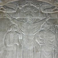 Westminster Cathedral. Photograph by Tommy Heyne. Relief of Thomas More and Cardinal John Fisher