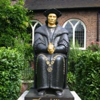 "Sir Thomas More," 1969, sculpture by L.Cubitt Bevis, Chelsea, London, photo by Tommy Heyne, © CTMS. Sir Thomas More, Chelsea