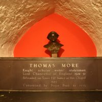 Bust by Raphael Maklouf in the crypt of St. Peter's Chapel, Tower of London. Photograph by Tommy Heyne. Thomas More Bust, Tower of London